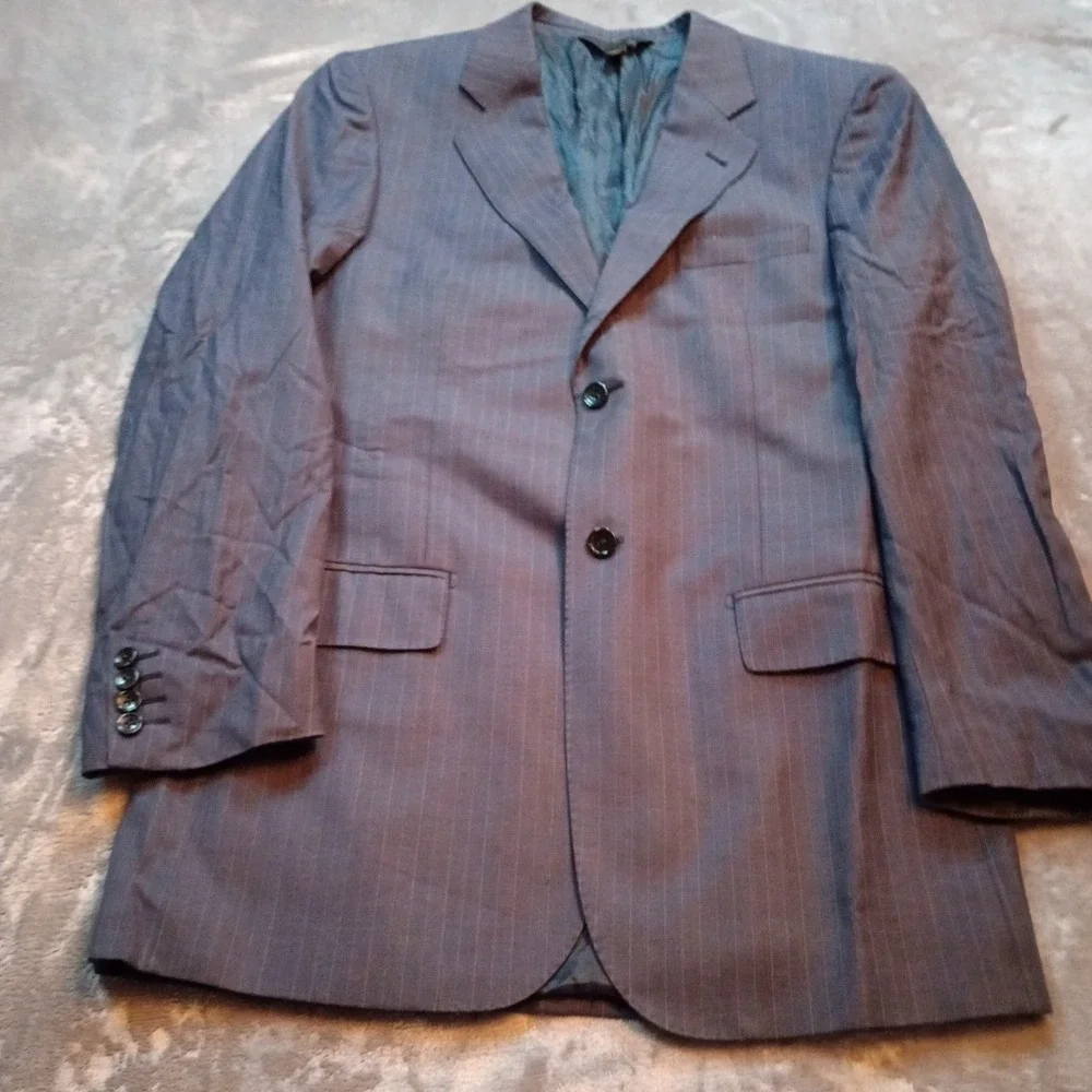 Baroni Blazer Mens 40 L Navy Blue Pinstripe Super 150s Wool Sports Coat Jacket
